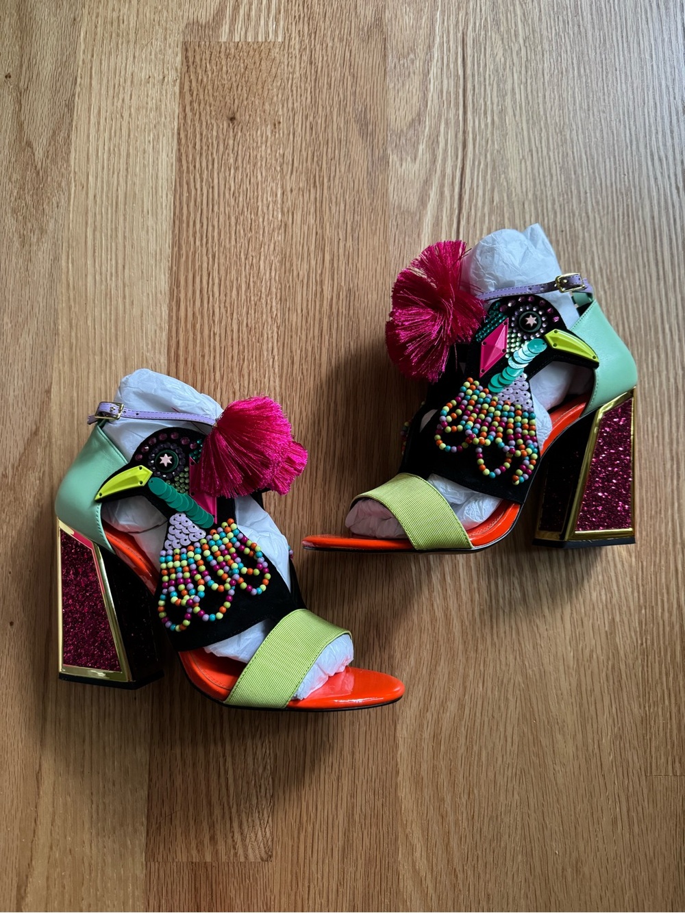 EUC Aya Kicker Heels Carnival Pride Multibrights, size 40